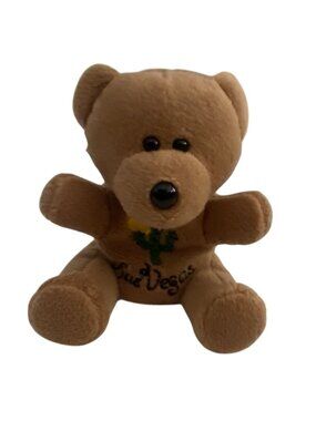 Vintage Las Vegas Souvenir Teddy Bear Plush Brown Stuffed Animal Cactus 7"